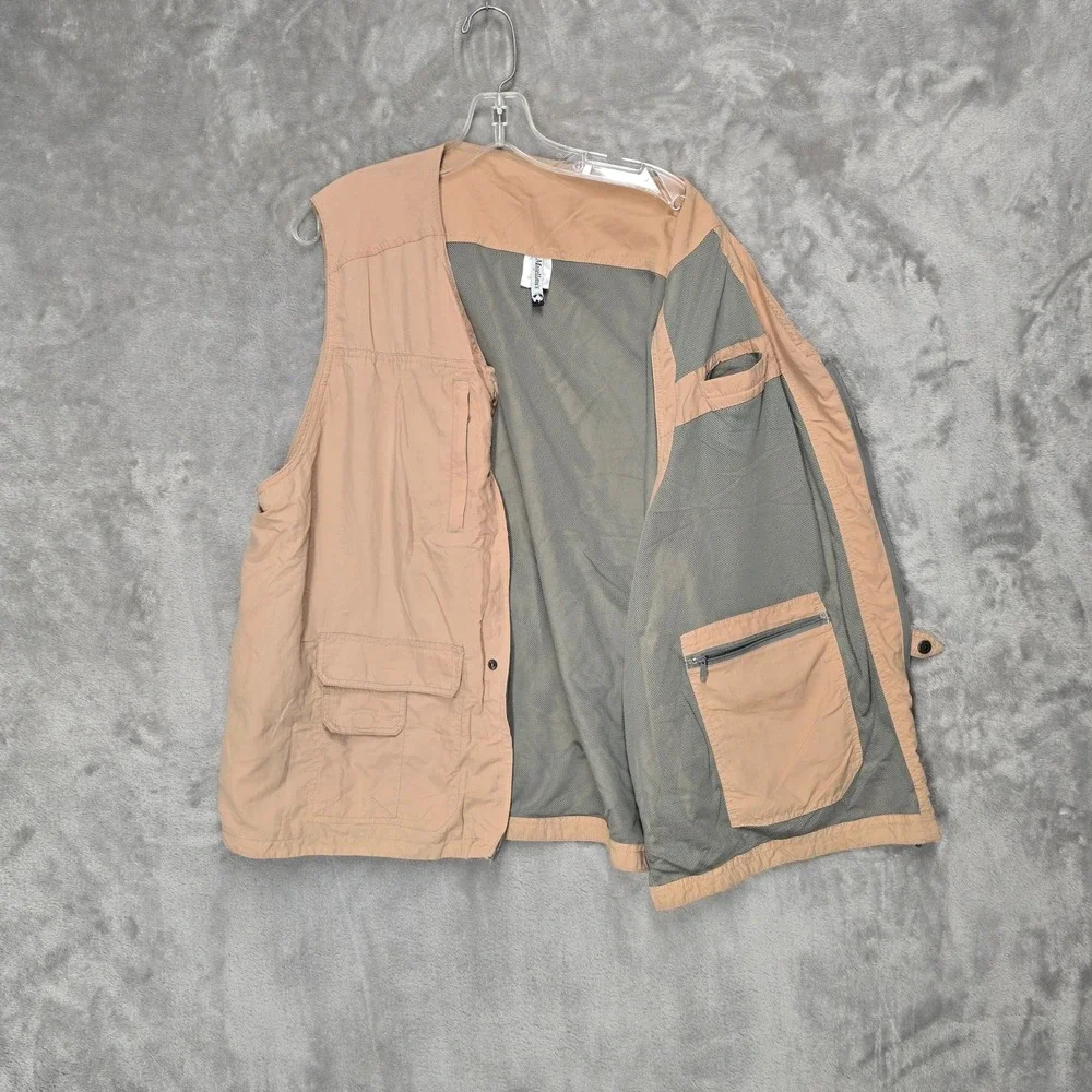 Magellans Travel‎ Mens XXL Tan Multi Pocket Utility Safari Fishing Vest Gorpcore